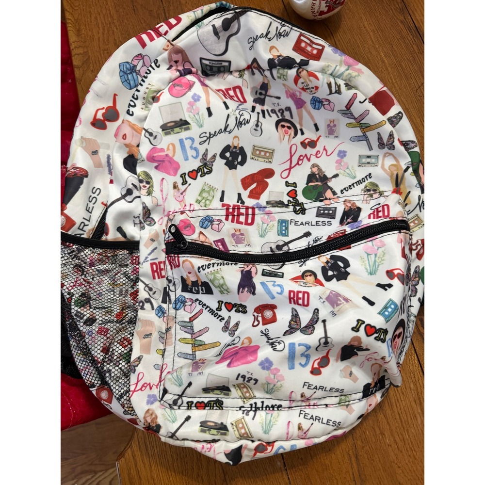 Taylor Swift Eras Backpack White Graphic Print Novelty Bag
